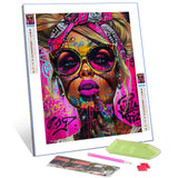 Graffitic Fashion Women Diamond Painting for Adult Sexy Candy Girl DIY 5D Full Drill Crystal Art 16x12 inch,Lady Wearing Sunglass HD Canvas Diamond Art Craft Home Decor Pop Art Gift(Frameless) Tucocoo