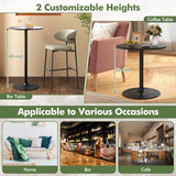 COSTWAY Round Bistro Table, Height Adjustable Bar Height Cocktail Table, High Top Pub Table Snack Table with Heavy-Duty Metal Base for Home Bar, Dining Room, Restaurant, Black COSTWAY