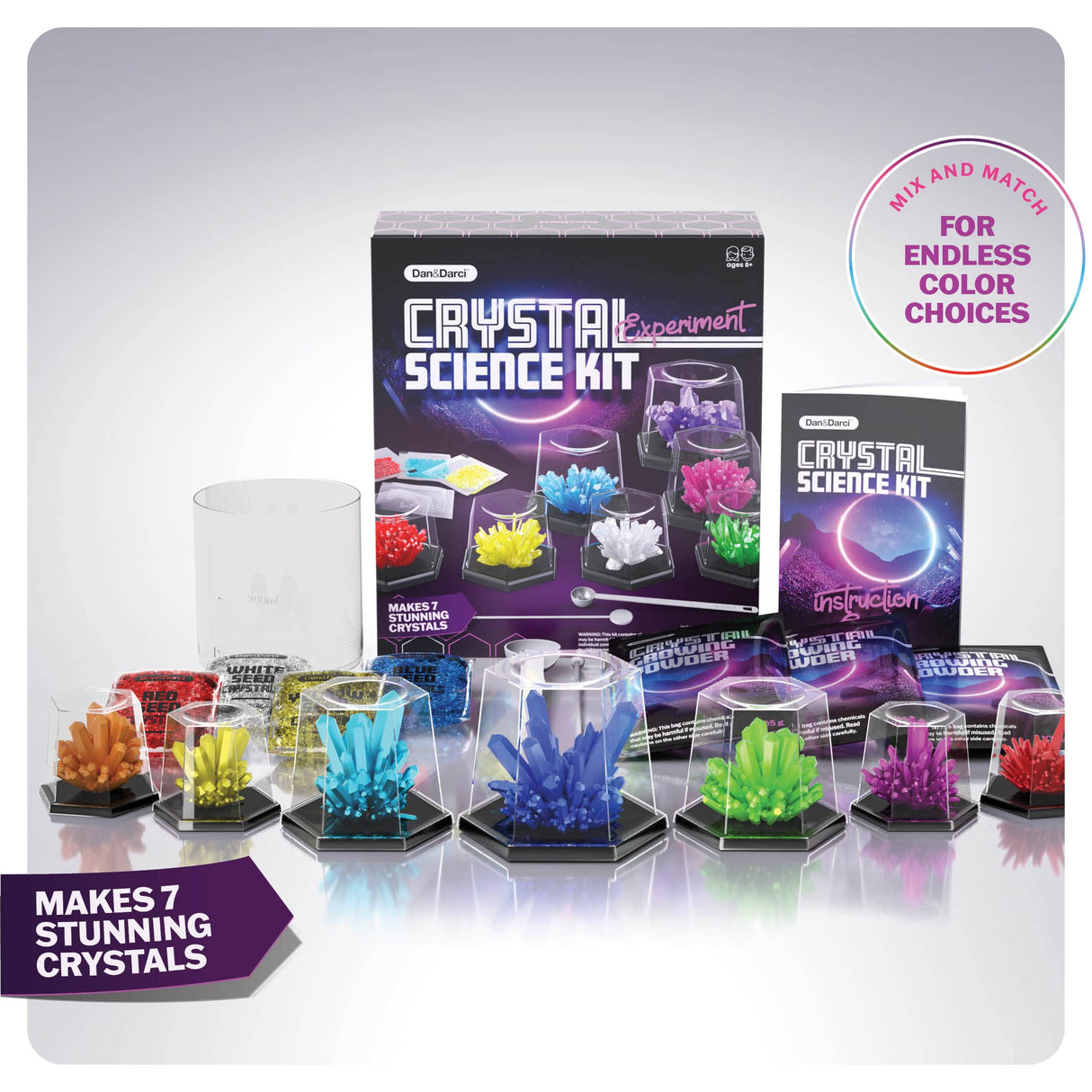 Dan&Darci Crystal Growing Kit for Kids - Science Experiments Gifts for Boys & Girls Ages 8-14 Year Old - Toys Teen Age Boy/Girl Arts & Crafts Kits - Cool Projects Ideas 8 9 10 11 12 Yr Olds Dan&Darci