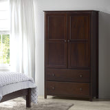 Grain Wood Furniture Shaker 2-Door Wardrobe, Solid Wood with Cherry Finish Grain Wood Furniture