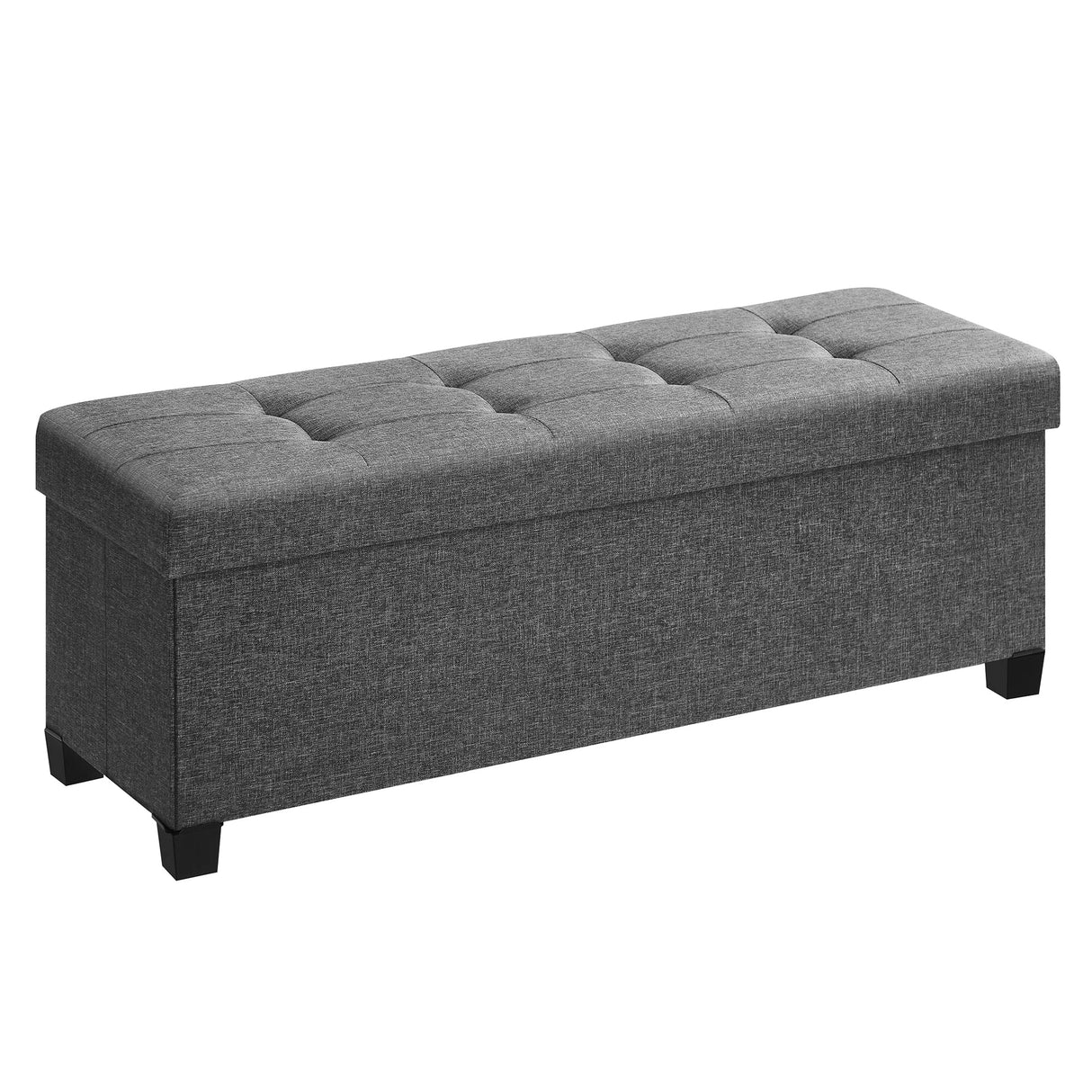 SONGMICS Storage Ottoman Bench, Foldable Foot Rest with Legs, 15 x 43 x 15.7 Inches, End of Bed Bench, Storage Chest, Load up to 660 lb, for Living Room, Bedroom, Entryway, Slate Gray ULSF018G01 SONGMICS
