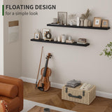 Marsmiles Black Floating Shelves, 48 Inch Wall Shelf Set of 2, Rustic Wood Shelves for Storage, Fireplace Mantel, Mounted Wooden Display Bathroom Bedroom Kitchen Garage, Distressed Black Marsmiles