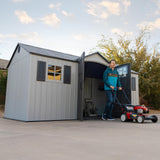 Lifetime Outdoor Storage Shed, 15x8 Ft, Gray, Resin Backyard Tool Shed with Lockable Doors and Weather-Resistant Panels Lifetime