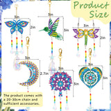 6 Pcs Diamonds Paintings Suncatcher, Double Sided 3D Diamonds Paintings Wind Chime Paint by Number, Diamond Paintings Hanging Ornaments for Adults Home Garden YUNVI