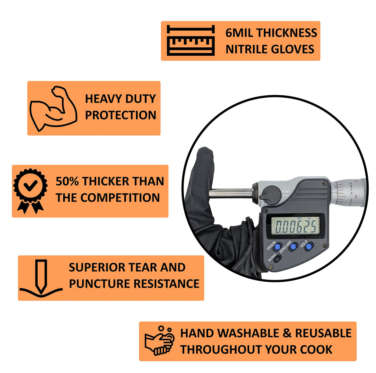 HDMNDD Black Disposable BBQ Grill Gloves Kit - 50 Heavy Duty Textured Grip and 2 Heat Resistant Reusable Liners Meat Pulling (Full Palm & Finger Texture, X-Large) HDMNDD