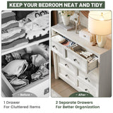 Standifurno Farmhouse 8 Drawers Dresser for Bedroom, 41" Tall Rustic Wood Chest of Drawers with Natural Texture, Metal Handle, White Storage Closet Dressers Organizer for Bedroom, Living Room, Hallway Standifurno