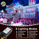 KNONEW Christmas Lights Outdoor Decorations 400 LED 33ft 8 Modes Curtain Fairy String Light with 75 Drops, Clear Wire LED String Light Decor for Wedding Party Holiday Christmas Decorations Cool White KNONEW