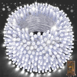 197FT 500 LED Christmas String Lights Outdoor with 8 Modes Timer Memory Function Waterproof Fairy Lights Plug in for Party Xmas Tree Yard Wedding Outside Indoor Decorations(Cold White) SAUIRS
