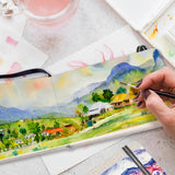 Funto Watercolor Journal, 3.5x5.5, 2 Pack, 48 Pages Each, Cold-Pressed with Inner Pocket, 110lb/230gsm, Suitable for Techniques and Mixed Media Funto