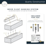 MCS 60-Inch Mantel, Master & Co Antique Natural Finsh Solid Wood Floating Fireplace Mantel, Long Floating Shelf for Livingroom with Wood Cleat Hanging System, Photo and Home Decor Display Shelf MCS