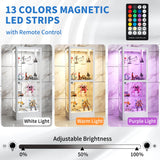Desirable Life Glass Display Cabinet with 13-Color Light, 63" 4-Tier Curio Cabinet with 2 Glass Doors & Lock, Lighted Display Case with Adjustable Shelves for Collectibles Figures Trophy (White) Desirable Life