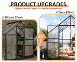 Jocisland 8x11.5x7 FT Polycarbonate Greenhouses for Outdoors, 2 Top-Opening Windows, 2 Swing Doors, Aluminum Walk-in Heavy Duty for Outdoor Use, Backyard Garden, Black Jocisland