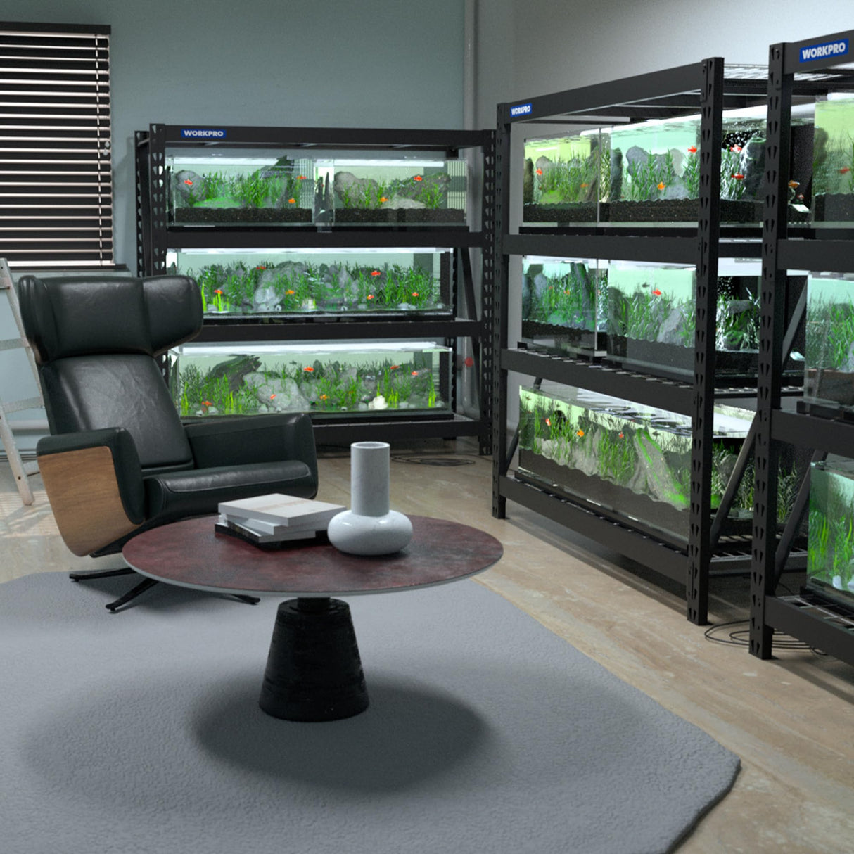 WORKPRO Garage Shelving, 68" W x 24" D x 65" H, 7200 LBS Load, Heavy Duty Metal Shelves for Storage, Industrial Storage Rack for Warehouse Kitchen Shop Basement, Black, Pack of 1 WORKPRO