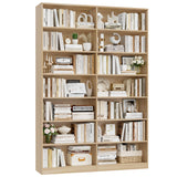 FACBOTALL 83.6" Tall Bookshelf and Bookcase, 7-Tier Extra Large Bookshelf with Double Storage, 14 Open Display Shelves for Home Office, Study and Living Room, Light Oak FACBOTALL