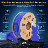 CCTREE TPU Filament 1.75mm, 1kg Spool (2.2 lbs), Flexible 3D Printer Filament, Shore Hardness 95A, High Elasticity & Impact Resistance, Dimensional Accuracy ±0.03mm, Blue CCTREE