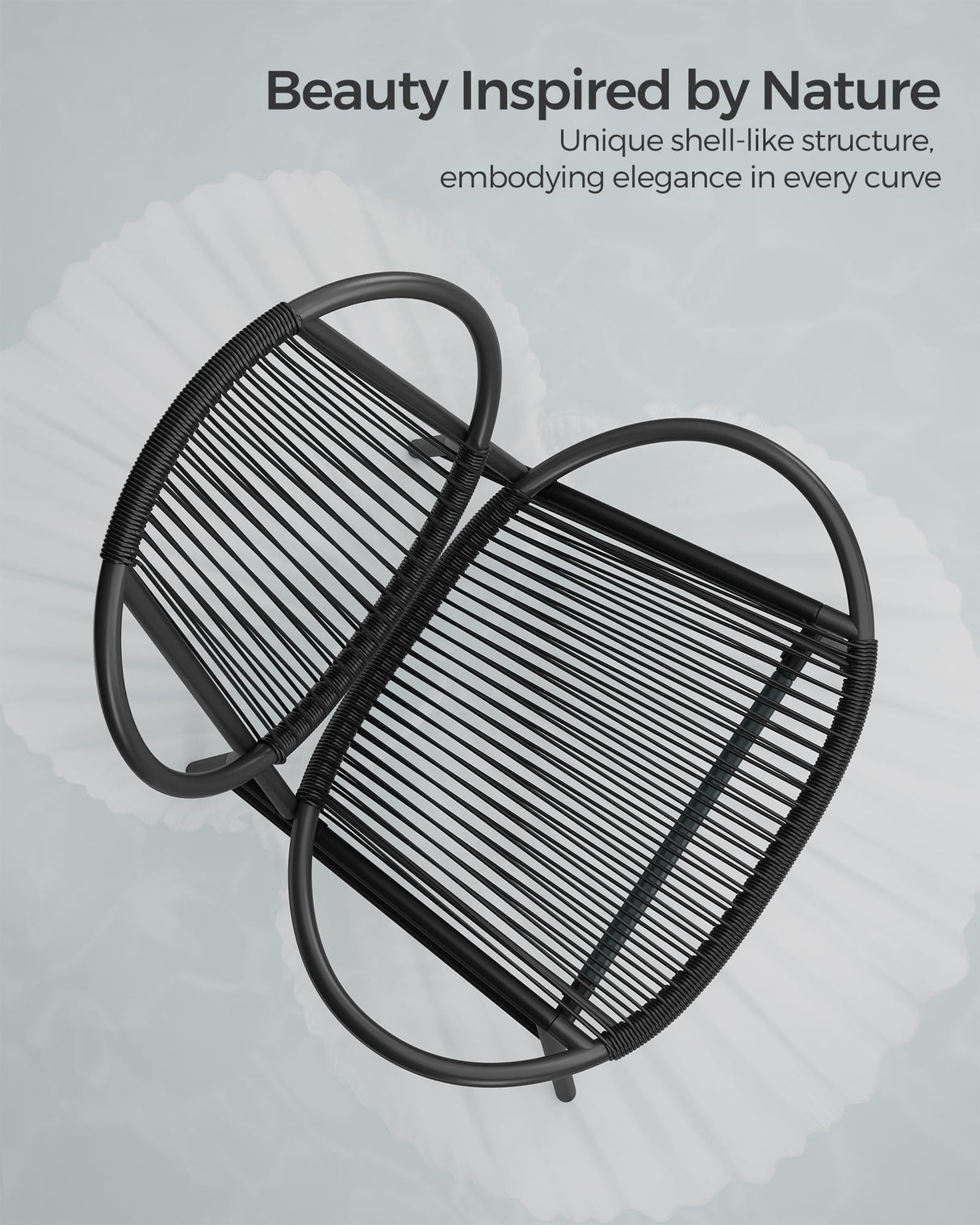 SONGMICS Patio Furniture Set 3 Pieces, Garden Bistro Set, Acapulco Chairs, Outdoor Seating, Side Table and 2 Chairs, Indoor and Outdoor Conversation Set, Balcony Porch, Ink Black UGGF021B01 SONGMICS