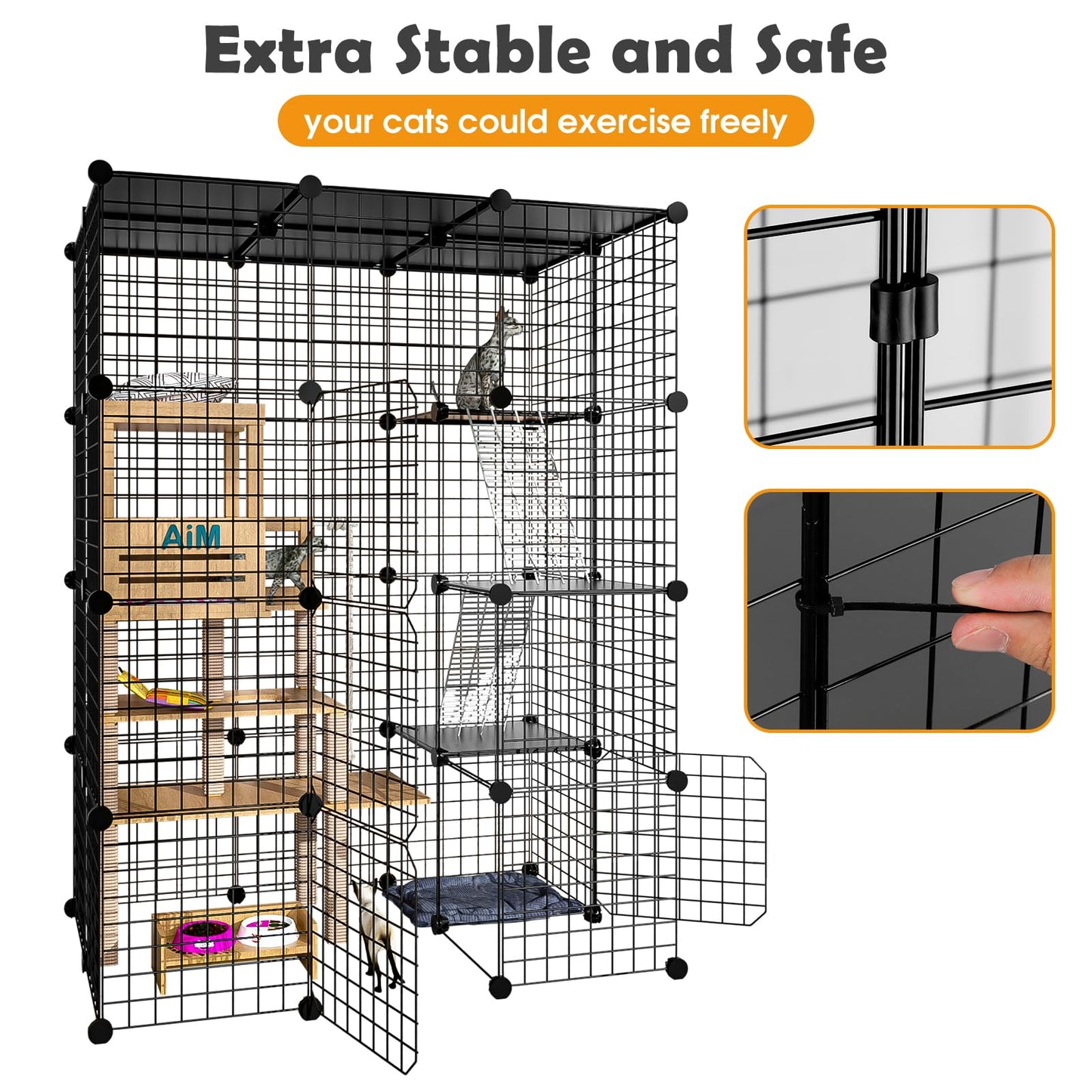 PAWING Catio Outdoor Cat Enclosure Indoor Cat Cage Outdoor Large Metal Wire Cat Playpen Kennel for 1-3 Cats 2x3x4 DIY Kitten Cage Detachable Patio Cat Crate - WoodArtSupply