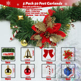 5 Pack 250FT Christmas Garland Flower for Christmas and Non-Lit Soft Greenery Holiday Decor for Outdoor Indoor Artificial Christmas Twist Garland Home Artificial Greenery Wedding Party Decoration NQN