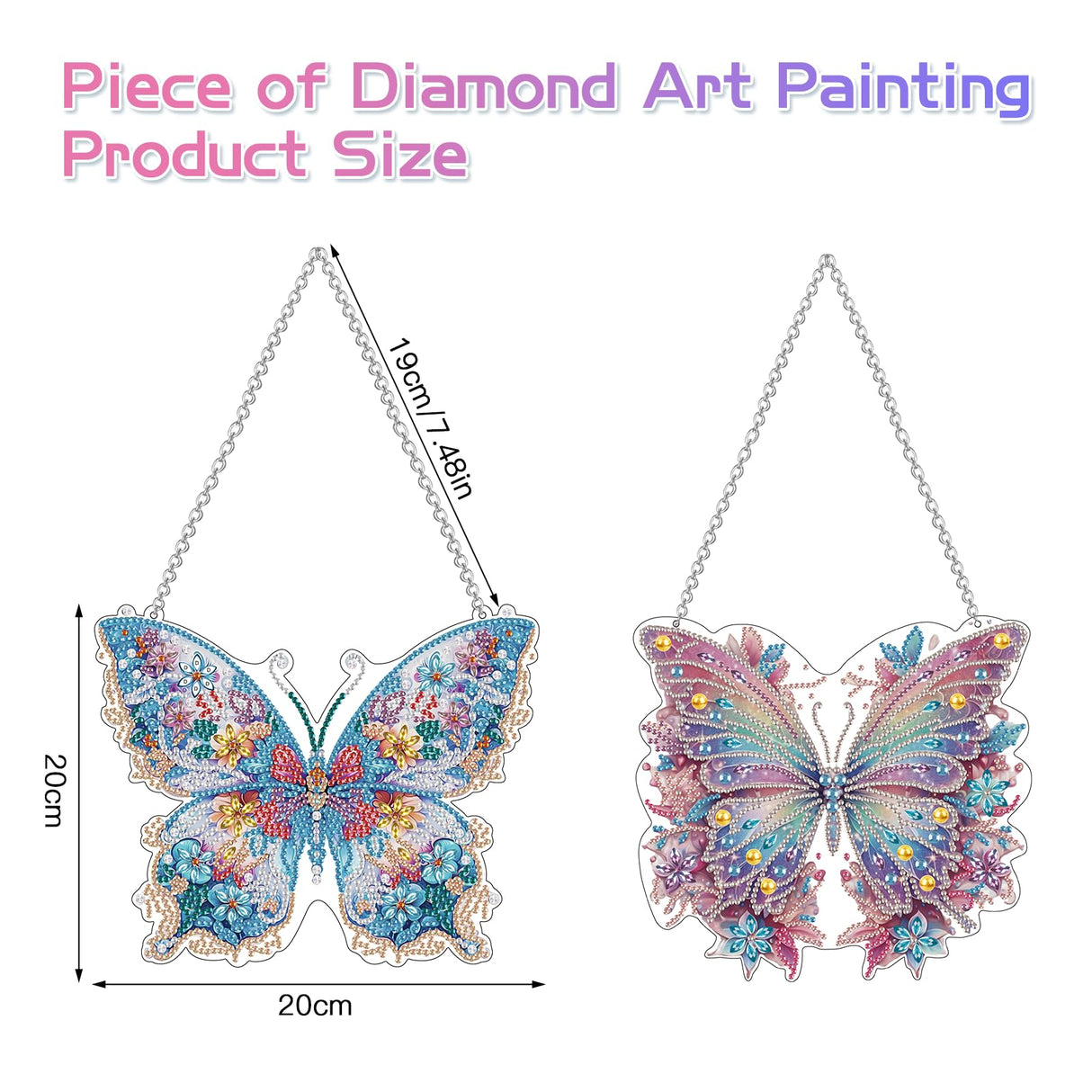Scettar 2 Pcs Dimond Art Paintings Butterfly, Diamond Art Kits for Adults, DIY Crystal Gem Craft Painting Kit, Special Shape Diamond Art Suncatcher Hanging Ornament for Home and Garden Decor Scettar