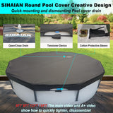 SIHAIAN 20 Ft Pool Cover, with Automatic Drain Round Pool Cover, One-Piece Quick Installation and Removal Above Ground Pool Cover, Preventing Waterlogging, UV Protected Solar Swimming Pool Cover SIHAIAN