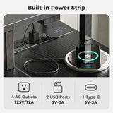 SUPERJARE 53 inch Reversible L Shaped Desk with LED Lights & Power Outlets, Computer Desk with Shelves & Monitor Stand, Gaming Desk with Drawer, Home Office Desk Corner Desk, Black SUPERJARE