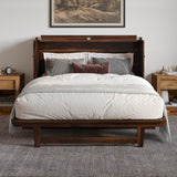 AFI, Alpine Queen Wood Murphy Bed Chest with 6" Mattress, Storage Drawer & Built-in USB Charger, Barnwood AFI