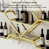 JOSIAHCQ Wine Rack Floating Bar Shelves Wall Mounted with Hanging Wine Glass Holder Liquor Cabinet Bottle Display Shelf Kitchen Shelf with Light Strip for Home Bar JOSIAHCQ