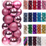 Emopeak 24Pcs Christmas Balls Ornaments for Xmas Tree - 2.5 Inch Shatterproof Christmas Tree Decorations Hanging Ball for Holiday Wedding Party Decoration Pink Emopeak