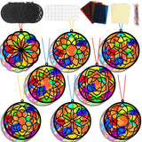 Lonfliness 32 Sets Suncatchers Craft Kit DIY Flower Window Stained Glass Effect Paper Spring Home School Classroom Decoration Art Craft Creative Activity Project Kid Gift Favor Lonfliness
