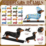 Anglechic 42 Pcs Interchangeable Christmas Dachshund Decor Holiday Seasonal Sign Wiener Dog Thanksgiving Tier Tray Decoration Farmhouse Wood Home Office Desk Accessory Welcome Ornament Pet Lover Gift Anglechic