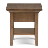 SIMPLIHOME Redmond SOLID WOOD 19 inch wide Square End Side Table in Rustic Natural Aged Brown with Storage, 1 Drawer and 1 Shelf, for the Living Room and Bedroom SIMPLIHOME
