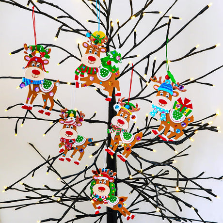 Winlyn 24 Sets Christmas Craft Kits Winter Crafts DIY Xmas Reindeer Ornaments Decorations Festive Foam Stickers Christmas Arts and Crafts for Kids Holiday Home Classroom Art Activities Party Favors Winlyn