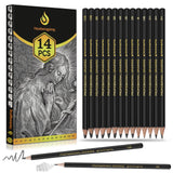 Sketch Pencils Set for Drawing, 14 Pack Graphite, for Art, Pencil kit for Sketching, Shading, Artist Pencils for Beginners Pro Artists Heshengping