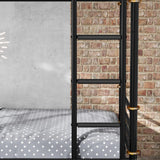 KEIKI Twin Over Twin Size Metal Detachable Quad Bunk Bed Frame with Ladders, MDF Headboard and Guardrail, for 4, L-Shaped Bunk Bed with Slats, No Box Spring Required, Easy Assembly, for Bedroom, Black KEIKI