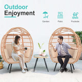 ZENPETIO Oversized Egg Chair, Indoor Outdoor Lounger with 4 UV Resistant Cushions, Storage Bag, All-Weather Wicker Egg Lounger Chair for Patio, Backyard, Living Room, 370lbs Capacity - Brown ZENPETIO
