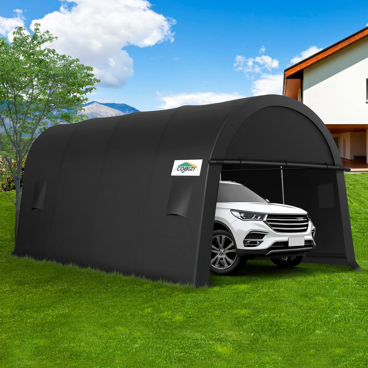 COBIZI Carport Canopy 12x20 Heavy Duty Portable Garage with Removable Doors & Vents, Galvanized Frame(Outperforms Metal) Car Port Canopy Tent with All-Season Tarp for Outdoor Storage Shed Car COBIZI