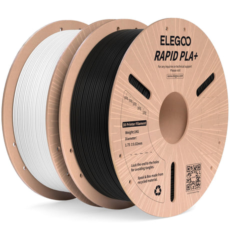 ELEGOO Rapid PLA Plus Filament 1.75mm Black & White 2KG, PLA+ 3D Printer Filament for 30-600 mm/s High Speed Printing, Dimensional Accuracy +/- 0.02 mm, 2 Pack 1kg Spool(2.2lbs) ELEGOO