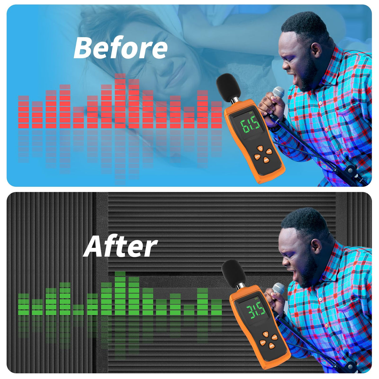 Art3d 4-Pack Wedge Design Acoustic Foam Panels, 48" x 24" x 2" High-Density Soundproof Foam Wall Panels for Wall, Ceiling, Quick-Recovery Noise Dampening Panels for Office, Studio and Home Art3d