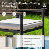 HERA'S HOUSE 7 Pieces Patio Table and Chairs Set, Outdoor Dining Set for 7, 6 x Cushioned Woven Rattan Patio Chairs and 1 x Black Metal Table with Umbrella Hole, Outdoor Rattan Dining Set for Lawn HERA'S HOUSE