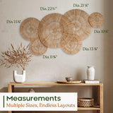 CHI AN HOME Wicker 23 Inch Jute Wall Decor Baskets, Set of 6 Extra Large Woven Jute Wall Plates, 23",21",15",13",12,10", Decorative Baskets for Wall Arts, Wall Hanging for Bedroom, Living Room, Office Chi An Home