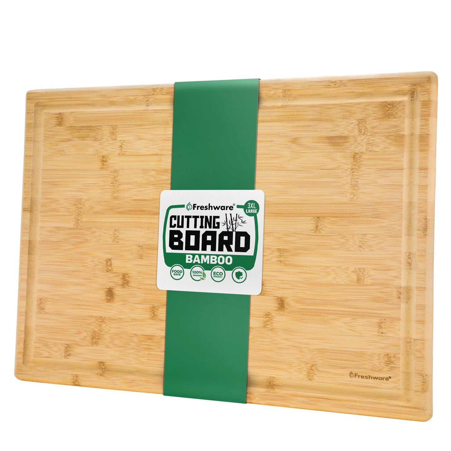 Freshware 24 Inch 3XL Bamboo Cutting Boards for Kitchen, Stove Top Butcher Block, Extra Large Wooden Carving Board for Meat, Veggies, Charcuterie Board with Deep Juice Grooves (3XL, 24x18")