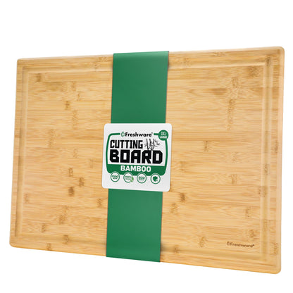 Freshware 24 Inch 3XL Bamboo Cutting Boards for Kitchen, Stove Top Butcher Block, Extra Large Wooden Carving Board for Meat, Veggies, Charcuterie Board with Deep Juice Grooves (3XL, 24x18")