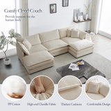 GNIXUU 111.5“ Oversized Modular Sectional Sofa, Comfy Cloud Couch for Living Room, Modern Chenille Large 5 Seater U Shaped Couch, Deep Seat Couch with Reversible Chaise & Cushions(Camel) GNIXUU