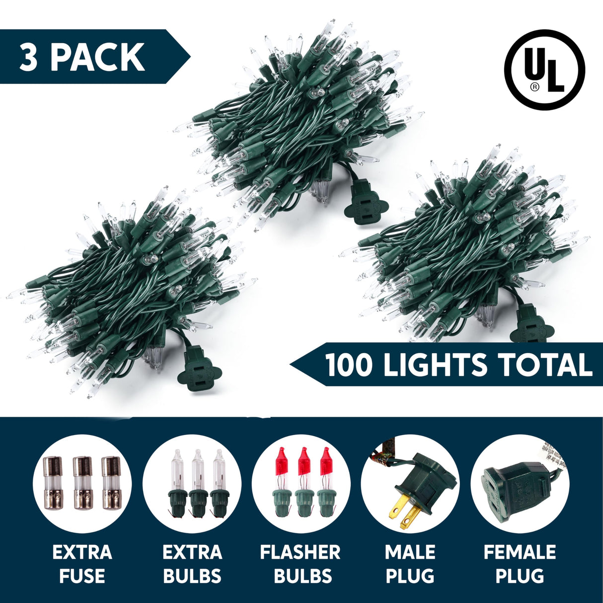 Joiedomi Clear Christmas String Lights Indoor,300(3x100) Mini Warm White Fairy Light,64.2 FT Lighting Decor for Patio Dorm Classroom Bedroom Holiday Wedding Party Garland Birthday Festival,Green Wire Joiedomi