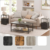 TUTOTAK LED End Table with Charging Station, Nightstand with Cloth Drawer, Side Table with 1 USB Port and 1 Type-C port, set of 2, Couch Table, Charcoal Grey TB01BY052L TUTOTAK