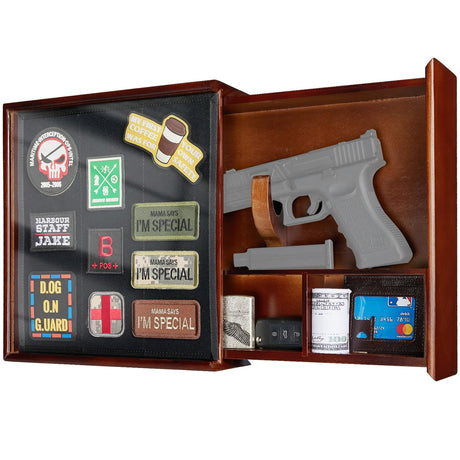 Concealment Furniture, Concealment Shelf Wall Mounted Hidden Storage Box Compartment Furniture Hidden Shelf Wooden Picture Photo Frame with Patches Display Panel(Black Ebony) 1TG Tactical