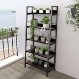 Himimi Ladder Bookshelf, 5 Shelf Bookcase Industrial Bookshelf Wood and Metal Bookshelves, Plant Flower Stand Rack Book Storage Shelves for Living Room, Bedroom, Home Office (2 PCS) Himimi