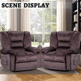 Fabric Lazy Boy Recliner Chair for Bedroom, Manual Reclining Chairs for Adults，Brown Recliner Chair with Adjustable Backrest & Foootrest/Overstuffed Cushion, Havy Duty (Brown) HRVEOCEI