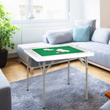 GYMAX Mahjong Table, Folding Square 4 Player Card Table with Cup Holders & Chip Trays, Portable Board Game Domino Table for Mahjong, Poker Blackjack GYMAX