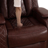 AYCP Multifunction Power Air Leather Recliner Sofa Set with LED Lights, Living Room Furniture, Reclining Sofa, loveseat, Chair with USB Port/Storage (Brown, 3 Pieces) AYCP